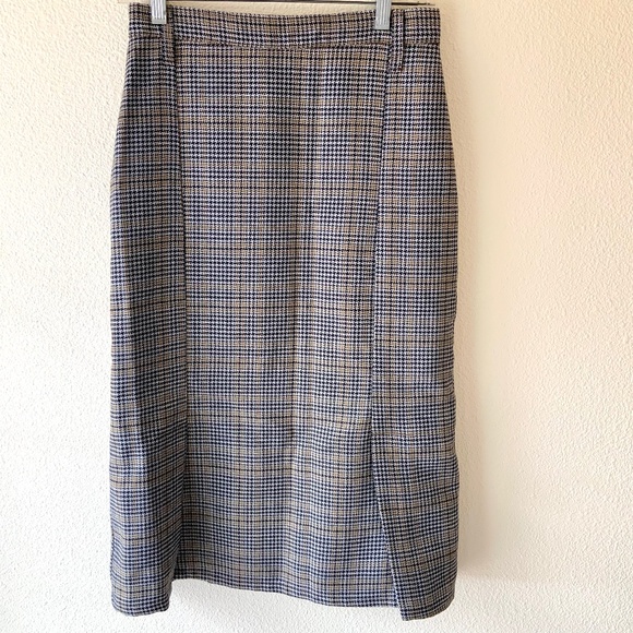 LIKE NEW! Wool Plaid Houndstooth Pencil Skirt Size Small - Picture 1 of 6